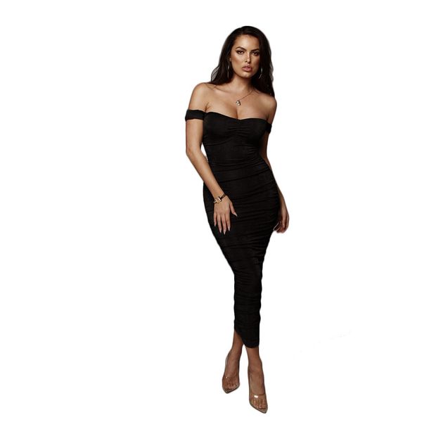 

fashion women's dress summer new pleated women's skirt strapless strapless dress size s-2xl, White;black