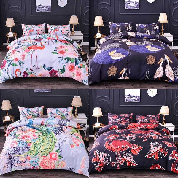 

homesky animal flamingo duvet cover king size  size comforter bedding sets bird printing bedding set 2-3pcs