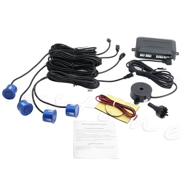 

4 parking sensors auto car reverse backup rear buzzer radar system kit sound alarm warning universal new