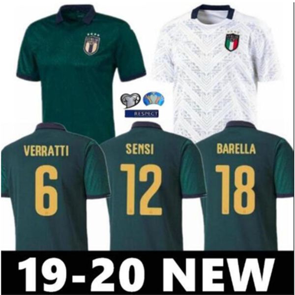 

new 2019 2020 italy soccer jersey third 19 20 dark green chiellini el shaarawy bonucci insigne bernardeschi away football shirts uniform, Black;yellow