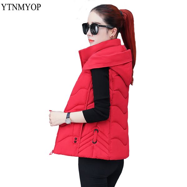 

ytnmyop vests for women sleeveless female jacket warm vest outerwear down cotton padded coat regular thick vest hooded for lady, Black;white