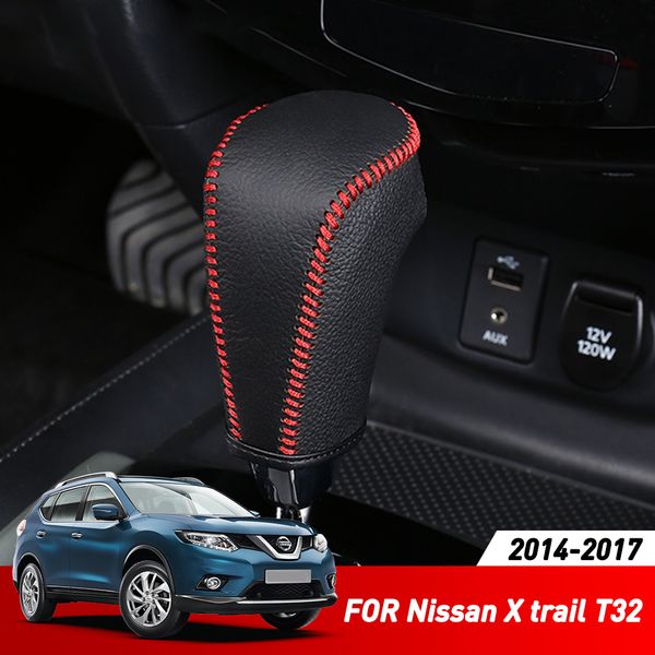 

for x-trail x trail t32 2014-2017 car gear shift collars hand-stitched leather gear shift knob accessories car styling