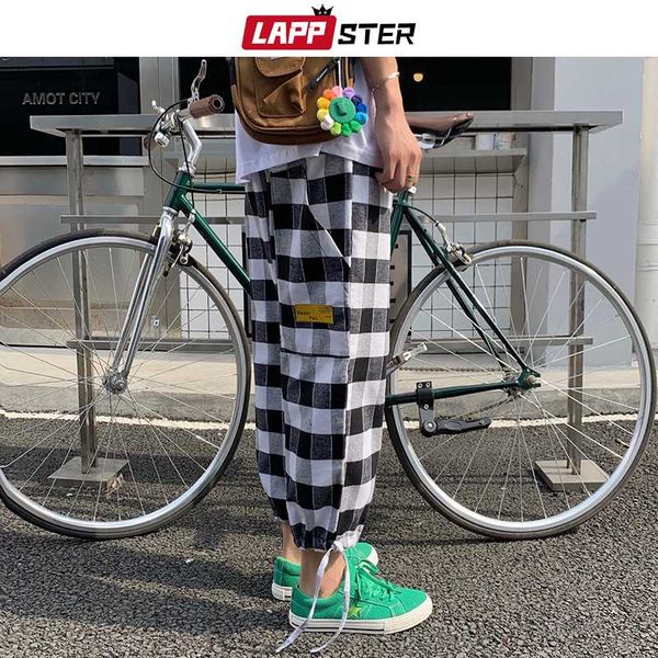 

мужчины японский streetwear плед шаровары 2019 harajuku sweatpants мужчины мешковатые повседневный бегуны брюки мужской корейский брюки, Black