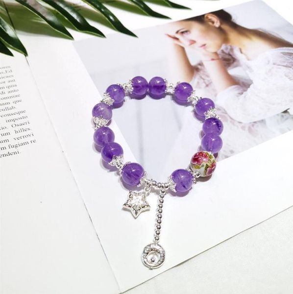 

designer s925 silver japanese and korean sweet temperament lavender amethyst bracelet female diy original hand jewelry for love, Black