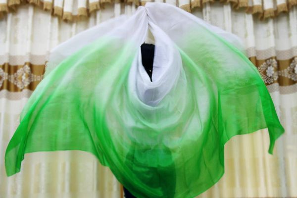 

100% silk stage performance dancewear accessories tie dye light texture veil shawls belly dance veils white light green green, Black;red