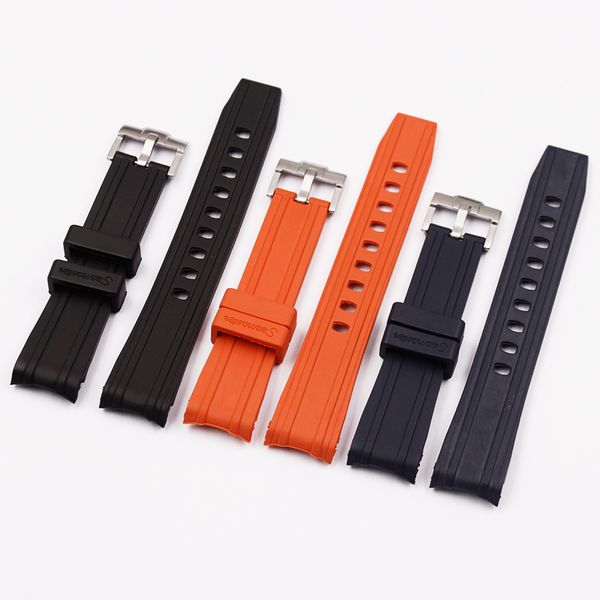 

strap accessories for hippocampus 300 silicone watch belt at150 m universe marine rubber pin buckle accessories men 20mm, Black;brown