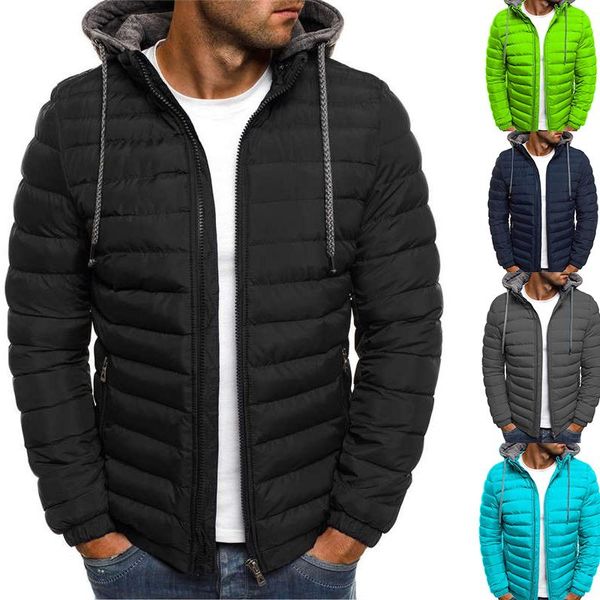 

мода зима jcaket для мужчин куртка с капюшоном куртки сплошной цвет мужская повседневная пальто ветровка верхняя одежда зимняя куртка s-3xl, Black