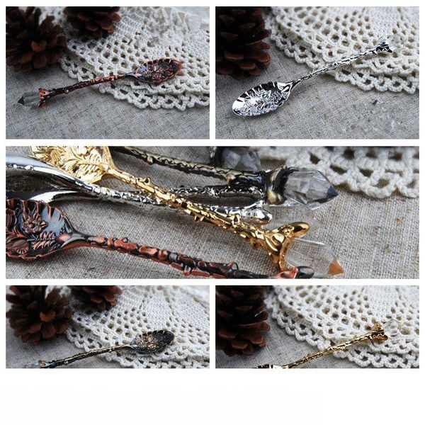 

4 colors vintage royal style zinc alloy carved mini coffee spoon flatware cutlery dessert tea spoon kitchen tools cca11675-a 120pcs