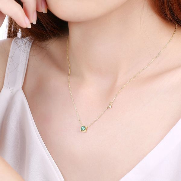 

18k yellow gold natural emerald necklace new design pendant real gold jewelery, Silver