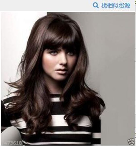 

fashion long fancy natural brown hair wavy wigs for women wig, Black