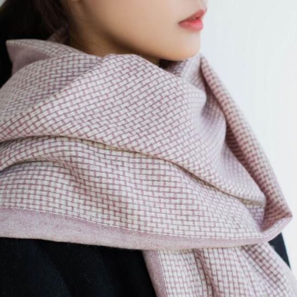 

faux cashmere scarf women's autumn and winter new fashion tasseled plaid warm weave scarf simple scarf, Blue;gray