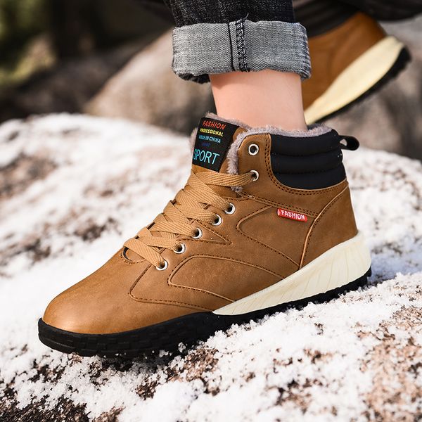 

selling leather shoes men inside fur casual shoes men hard-wearing mens warm brand fashion big size 39-48, Black