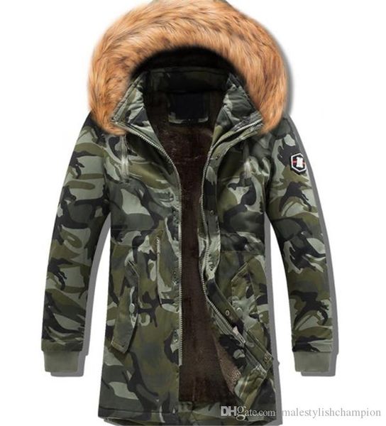 

winter mens designer coat fashion camouflage thick hooded down mens warm zipper outerwear, Black