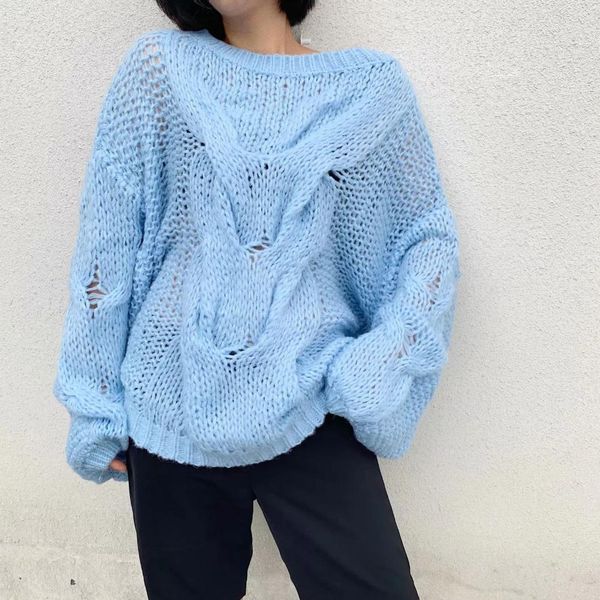 

autumn mohair twist knitted sweater women pullover casual sueter mujer 2019 oversized long lantern sleeve pull femme jumper, White;black