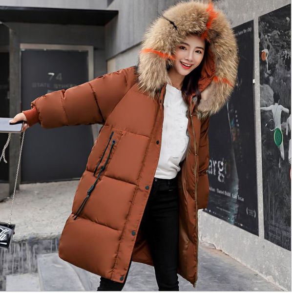 

hcbless casual autumn winter jacket coat 2018 long thick warm women parka female plus size hoodies fur collar coat outwear 3xl, Black