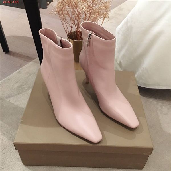 

fall/winter boots for women shoes 02 matching color leather high heel boots with pointed toe,trend soft winter boot for women size 35-39, Black