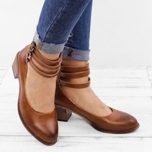

retro shoes woman pumps cross-tied ankle strap wedding party shoes platform dress women high heels ladies plus size, Black