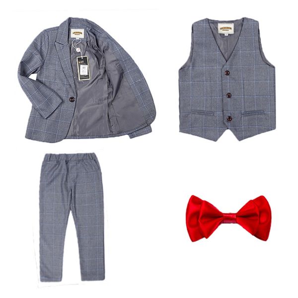 

2-12t flower boy formal evening chorus blazer suit kids jacket vest pants 3pcs clothing set children wedding tuxedo costume, White