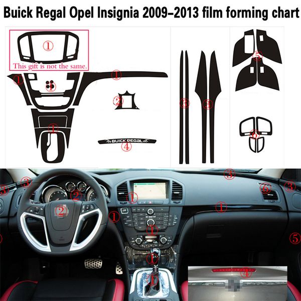 Автомобильный Стайлинг из углеродного волокна, салон автомобиля, центральная консоль, изменение цвета, литая наклейка, наклейки для Buick Regal Opel Insignia 2009-20132923