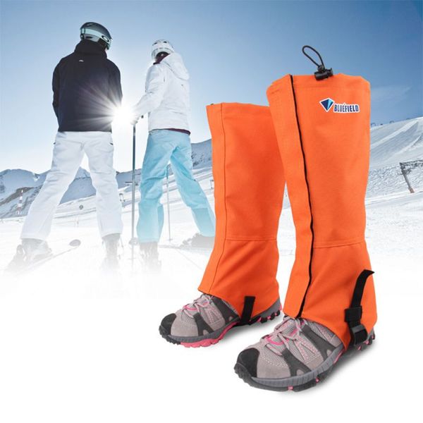 

outdoor waterproof snow skiing ski gaiters hiking climbing leg protection guard orange/blue/grey/green 43bp, Black