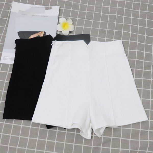 

2020 summer shorts women high waist solid casual shorts ladies zipper loose ladies contracted style g4, White;black