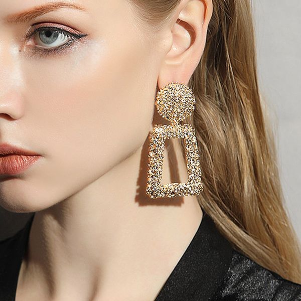 

ustar big drop earrings for women geometric statement earrings female 2018 fashion modern jewelry hanging kolczyki oorbellen, Silver