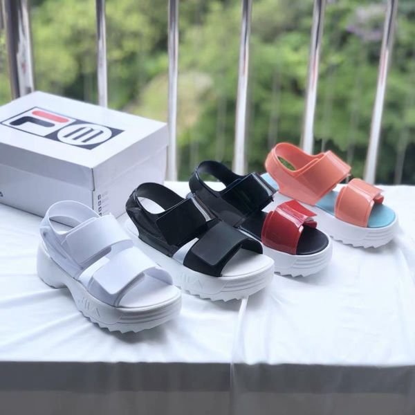 

melissa women sandals 2020 new platform sandals with wedges shoes for women summer chaussures femme jelly sandalias mujer, Black