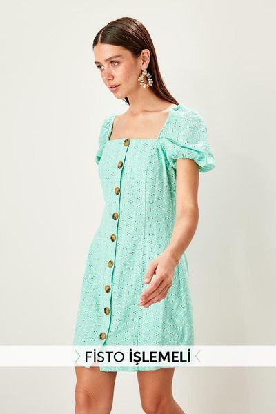 

trendyol mint bone button detail dress twoss19xb0074, Black;gray