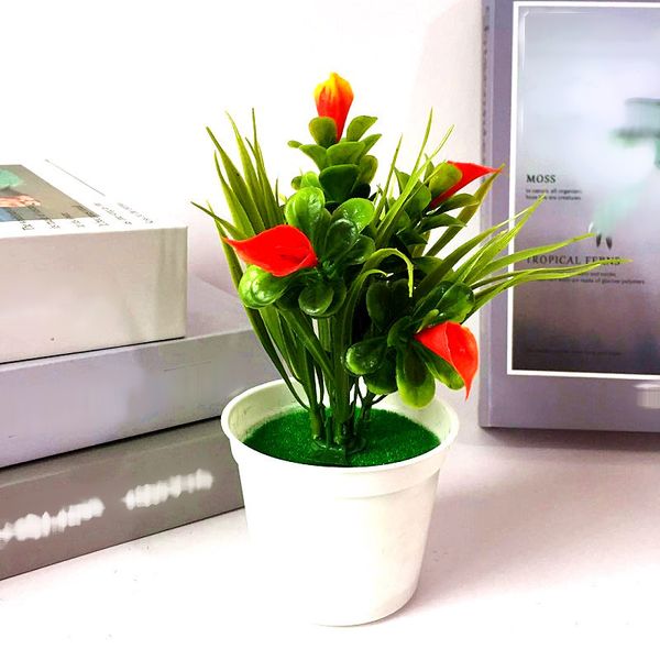

5pcs artificial potted plants small calla lily flowers home room decor 10*18cm