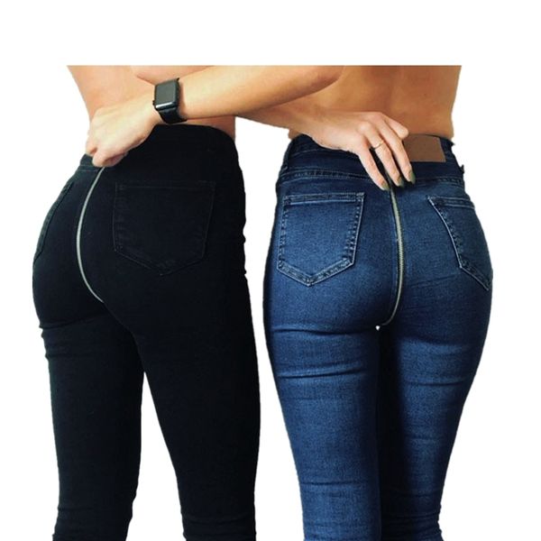 

women's jeans black woman 2021 zipper denim pants skinny pencil stretch trousers #s03, Blue