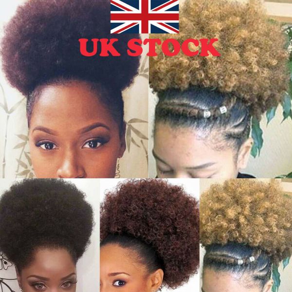 

small curls wavy kinky curly wigs 2019 new women afro bun hair ponytail synthetic kinky puff curly puff clip in drawstring, Blue;gray