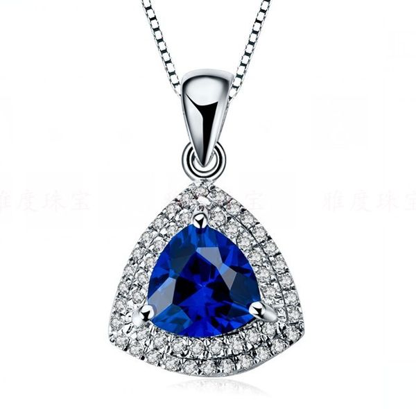 

antique filigree jewelry 2ct blue diamant pendant with chain 925 sterling silver pendant necklace white gold color