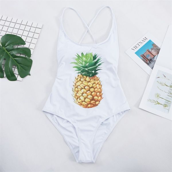 

fashion white pineapple swimwear women monokini swimsuit bathers beach swim swimming bodysuits bikini set 2019 swim wear bathing suit