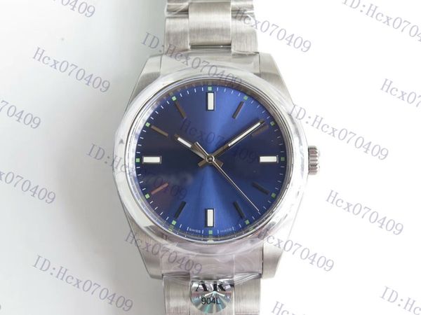 

5 color 39mm cal: 3132 automatic movement watch men's 114300 stainless 904l steel blue dial smooth bezel watches, Slivery;brown