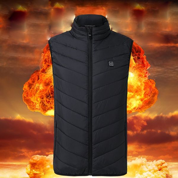 

outdoor camping hiking fishing heated vests warm winter men clothes electric tactical usb heater thermal jacket, Black;red