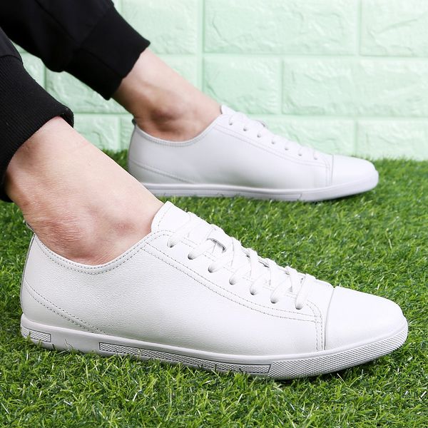 

spring men small white shoes men's 2019 new style summer white shoes men's versatile korean-style breathable genuine, Black