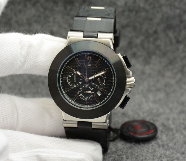

selling fixed bezel 42 quartz outdoor mens watches watch black dial all subdials working wristwatches with rubber strap with steel link, Slivery;brown