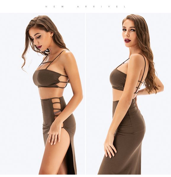 

fashion womens designer two piece dresses 2020 new solid color women dresses split sleeveless dress size xs-xl ph-yf20424 ww, White