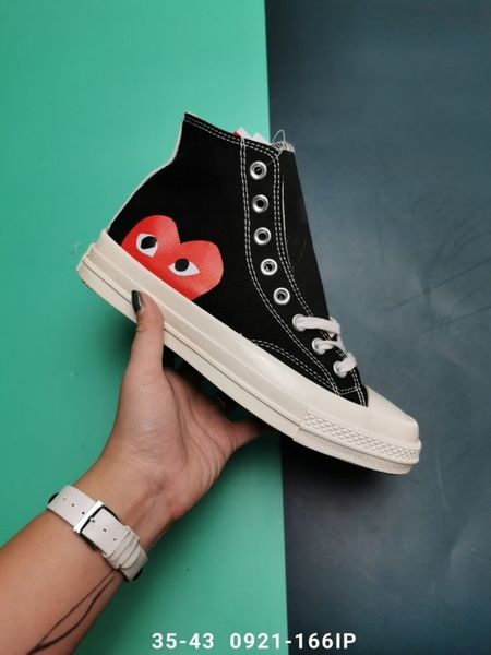 

2020 luxury play all stars shoe cdg canvas jointly big with eyes hearts brand beige designer luxury hand running skateboard sneakers 35-44, Black;red