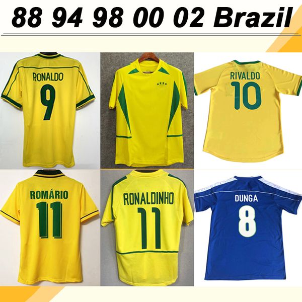 

1998 #9 RONALDO DUNGA Retro Home Away мужские футбольные майки 1994 #11 ROMARIO футбольные рубашки 2000 сборная Бразилии #10 RIVALDO униформа