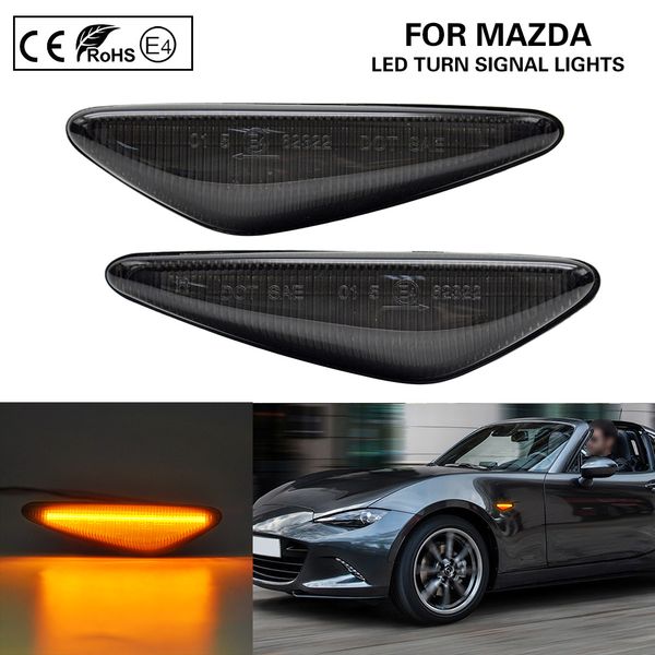 

2pcs amber led side marker turn signal lamp light smoke for 16-up mx-5 09-12 rx8 08-12 6 atenza gh 10-13 5 premacy cw