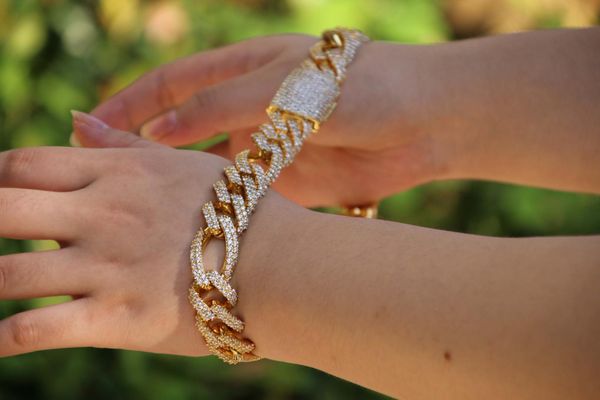 

new design iced out hiphop figaro chain 19mm for men, Black