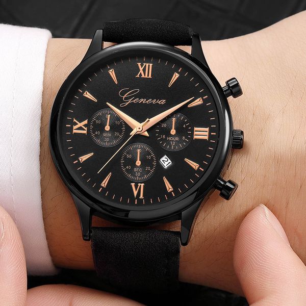 

mens watch fashion geneva men date case alloy synthetic leather analog quartz sport watch relogio masculino y5, Slivery;brown