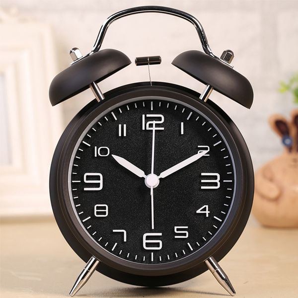 

double bell alarm clock night light classic explosion-proof big dial cute analog noiseless home battery operated kids 3d school