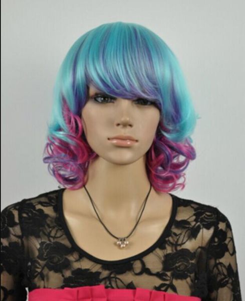 Wig Shipping Color Mixed Women Fashion Short Curly Hair Girl Full