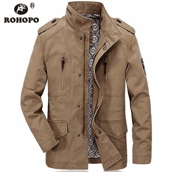 

brand man thick autumn winter outwear slim cargo tooling pocket overcoat 2019 spring long jacket outwear man, Black;brown