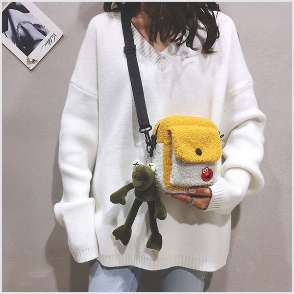 

small messenger bag women panelled zipper button crossbody bag female with cartoon accessories streetwear shoulder bags xb50006