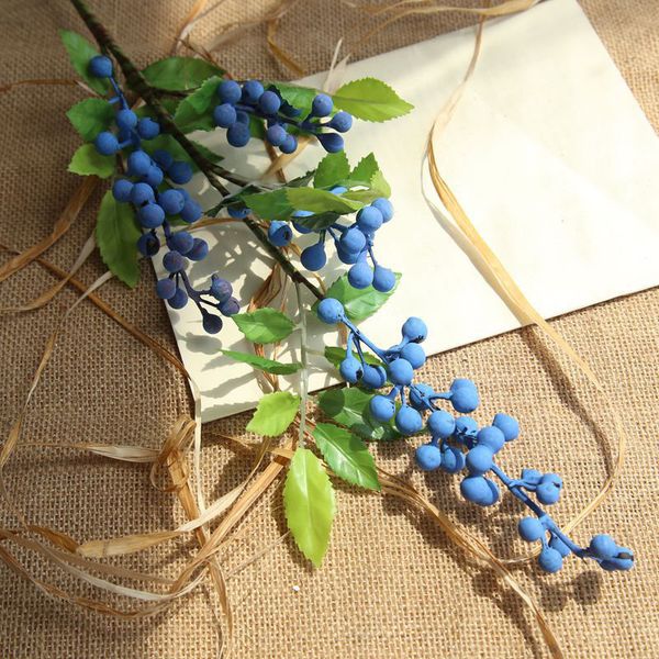 

christmas red berry holly leaves branch artificial flower pick home decor hot