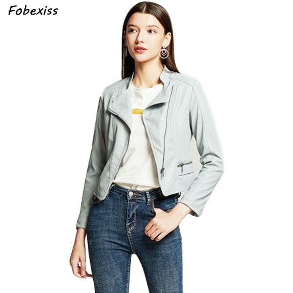 

2019 new autumn winter women motorcycle faux pu leather red pink jackets lady biker outerwear coat cool slim short biker jacket, Black