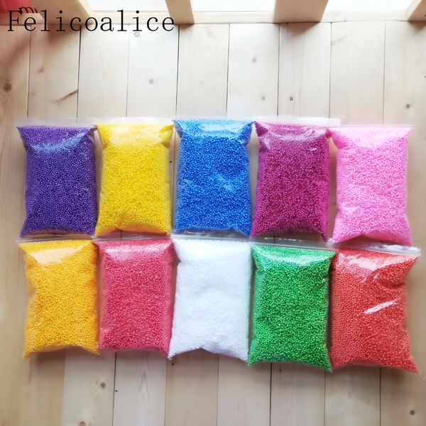 

diy soft fluffy slime mini crystal beads assorted colors polystyrene styrofoam filler foam beads balls crafts slime foam beads